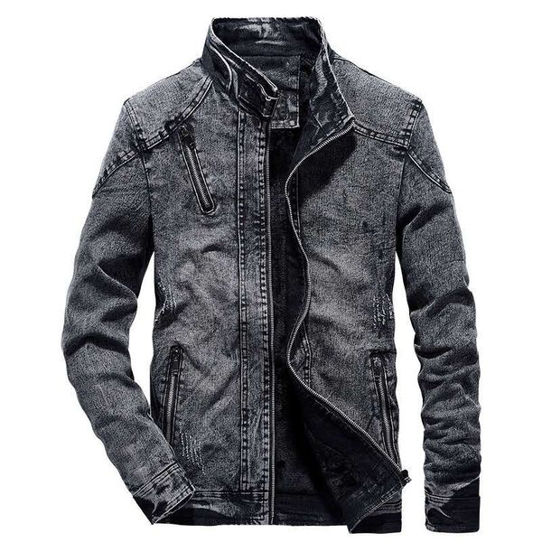 

men's new autumn and winter denim jacket, men's motorcycle hip-hop retro denim jacket, 2020 fashion slim men's jacket, Black