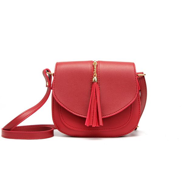 

bag women's 2020 new style women's shoulder bag solid color small square tassel pu