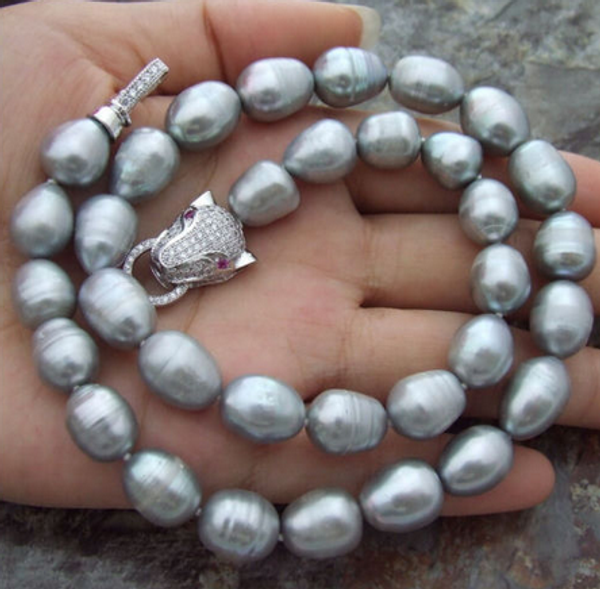 

stunning 11-12mm south sea silver grey/white pearl necklace 18 inch