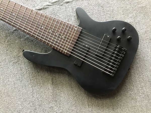 

10 string matte black bass neck thru body, 24 frets, maple body china electric guitar bass