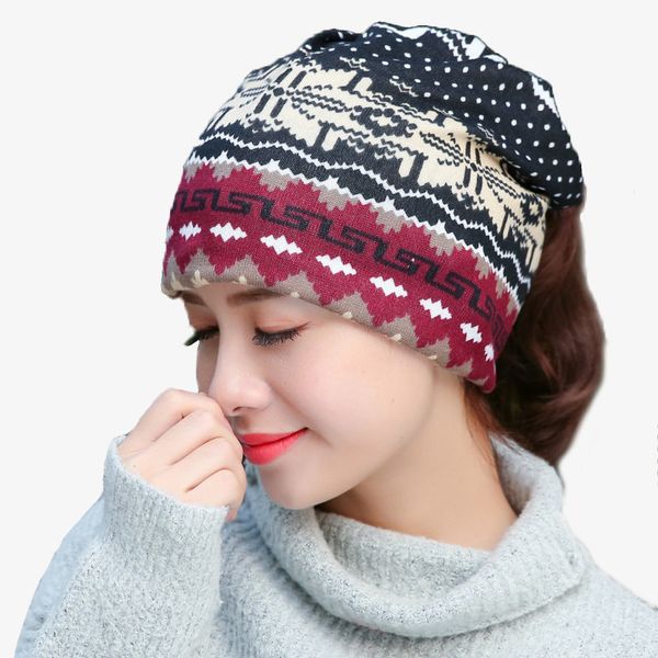 

autumn spring hats for women women striped beanies skullies two used casual scarf hat female cotton caps summer hats 2020, Blue;gray