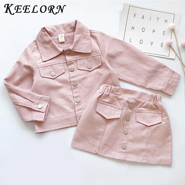 

keelorn girls dress set 2020 new autumn dress children single-breasted clothing fashion princess suits design girls clothing set lj200818, White