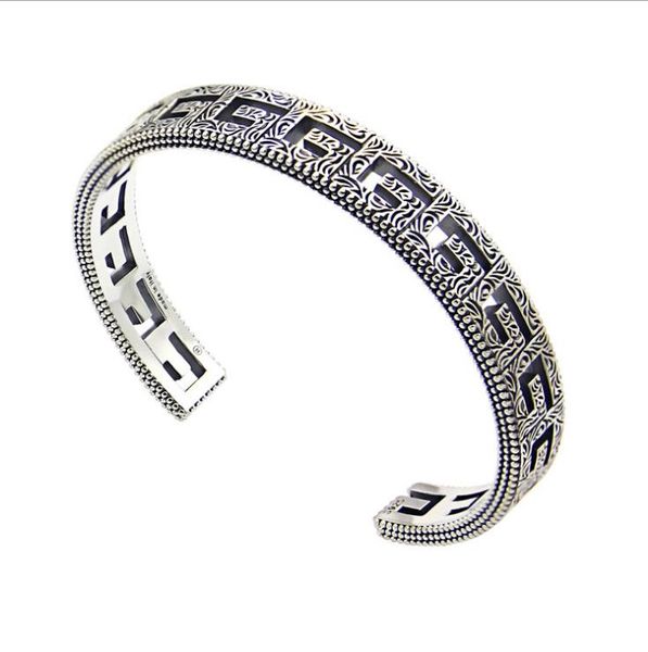

pattern open bracelet lovers square arabic engraved pattern bracelet, Golden;silver