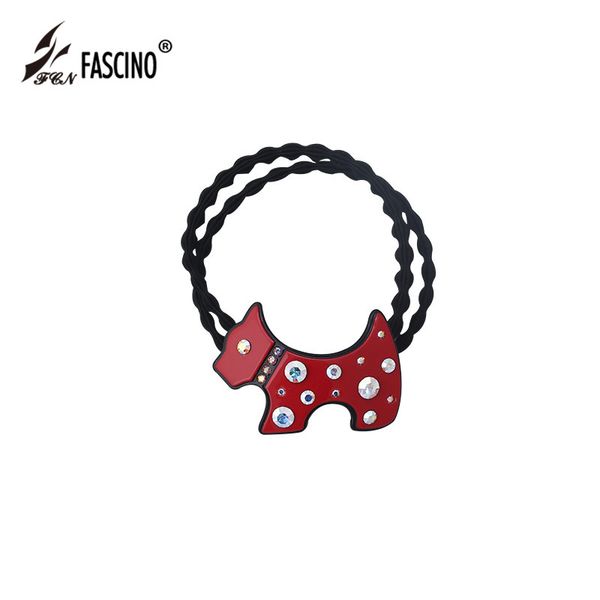 

2020 new design rhinestone cute dog elastic rope holder acetate animal hair scrunchie for women girls sweet gift tiara, Golden;silver