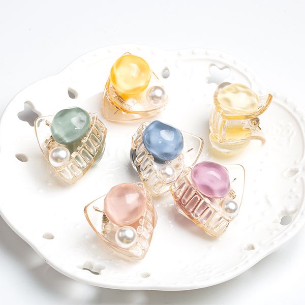 

fashion 6 style girls resin candy color jelly pearl claw clip girls charm barrette fashion hair accessories for women, Golden;silver