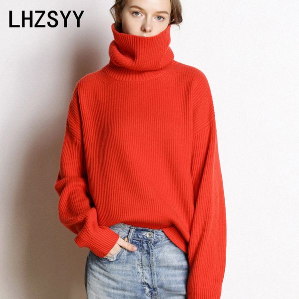 

lhzsyy women new pure cashmere sweater autumn high collar quality large size thick pullover winter warm female soft wild sweater, White;black