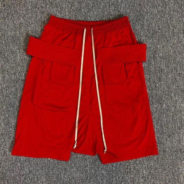 

men red drop crotch cargo shorts, White;black