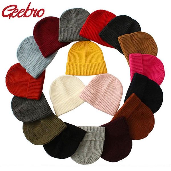 

geebro baggy retro slouchy winter ribbed knitted cuffed short melon cap solid color skullcap fisherman docker beanie hat, Blue;gray