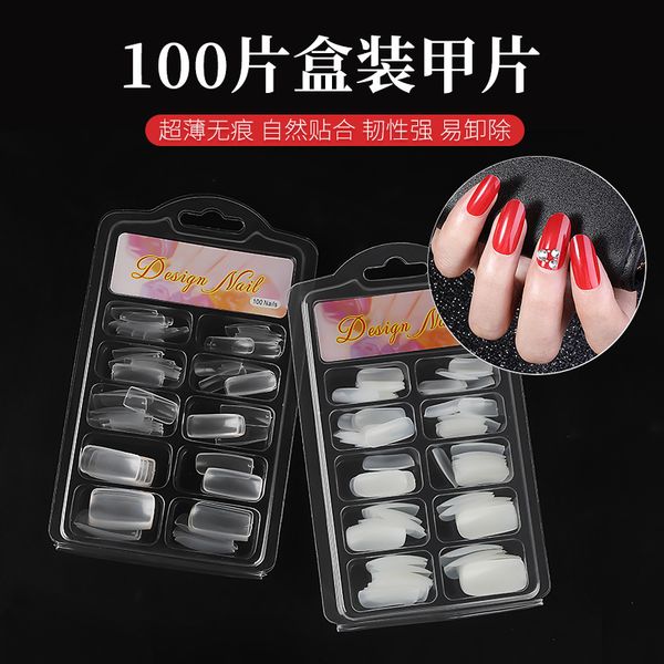 

100 pieces of plastic box armor manicure french manicure all over diy ptherapy nail, Red;gold