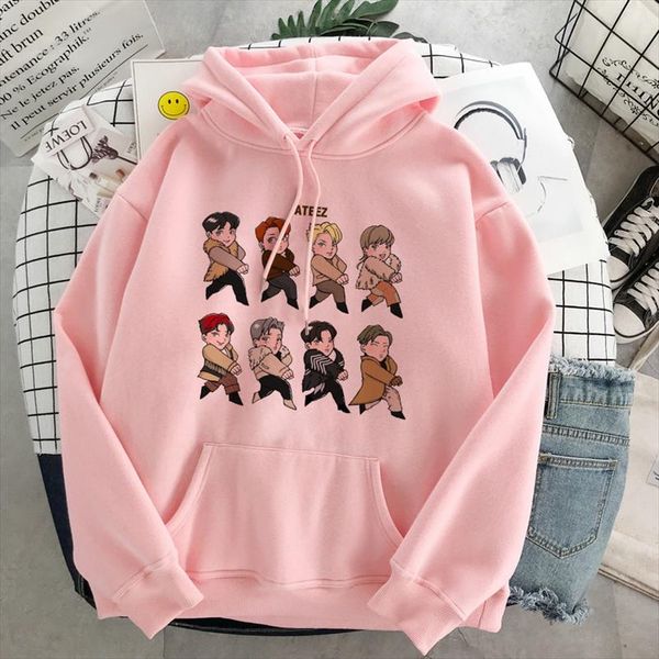 

harajuku ateez kpop hoodies pullover women friends sweatshirt elclothes gant ladies sport hoodies white black casual hoodies