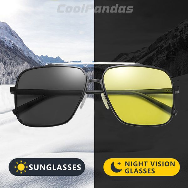 

2020 pchromic sunglasses men women polarized chameleon glasses male sun glasses driving day night vision male, White;black