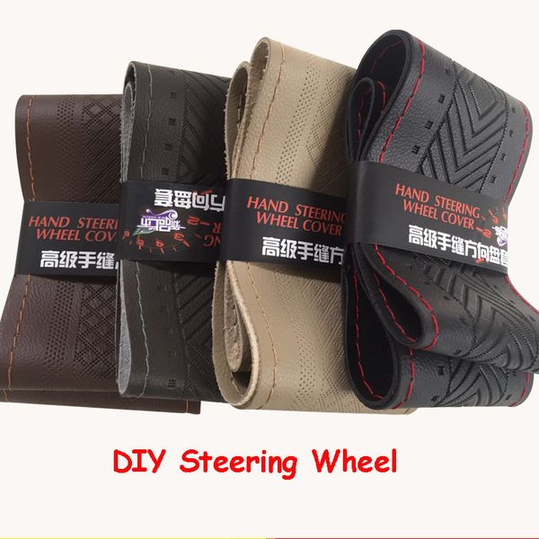 

diy steering wheel covers/extremely soft leather braid on the steering-wheel of car with needle thread interior accessories 38cm