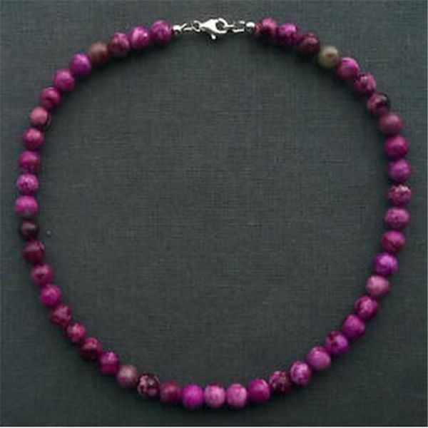 

nouveau collier de perles sugilite argent 6mm 925 18", Silver