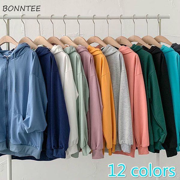 

hoodies women basic autumn spring simple solid retro all-match teens outerwear soft daily chic trendy womens sweatshirt hoodie, Black