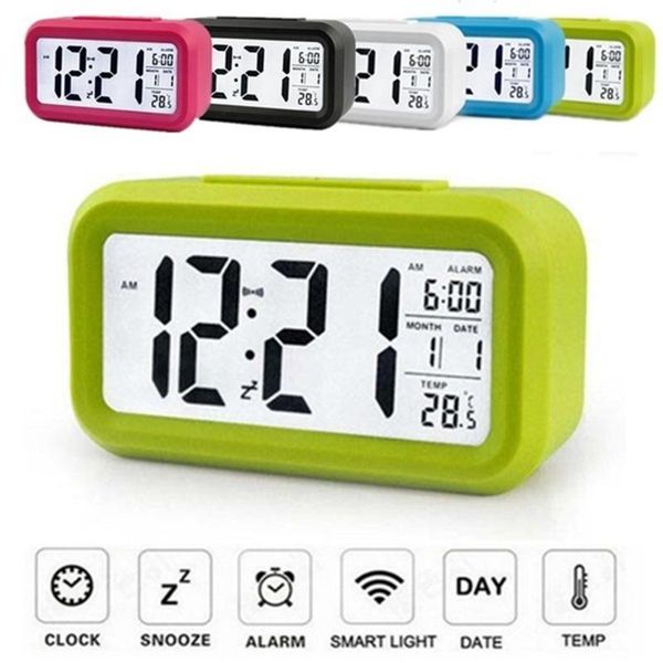 

large led backlight display clock digital alarm clock electronic temperature for home office travel deskdecor