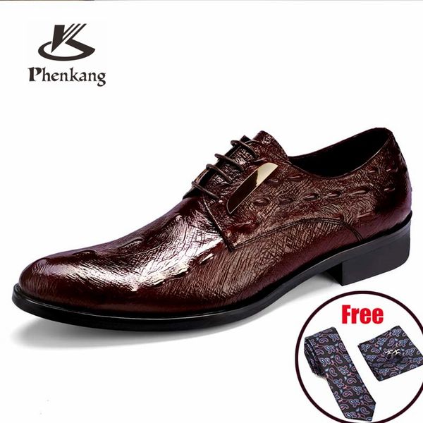 

phenkang mens formal shoes genuine leather crocodile oxford shoes for men black 2020 dress wedding laces lather brogues