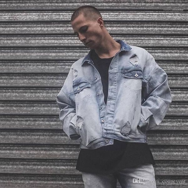 

coats hombres clothing oversize mens ripped jacket denim blue high street jacket, Black;brown