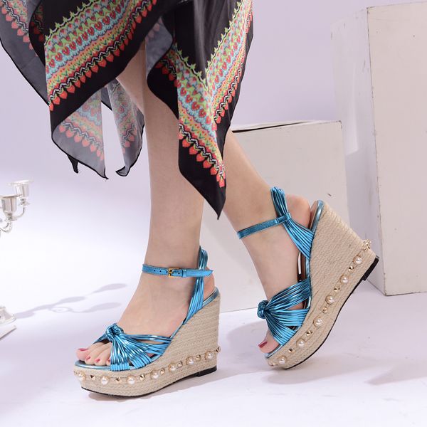 

vallu heighten sandals women's summer 2020 sponge cake thick-soled wedge rope, Black