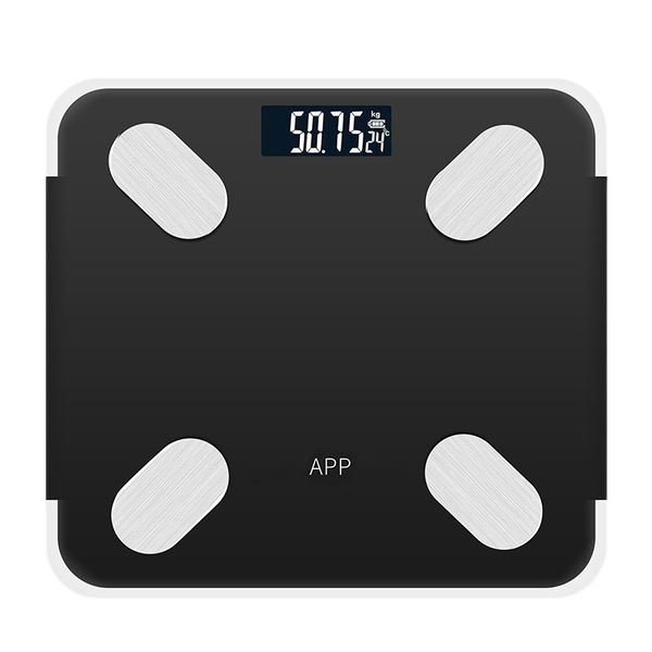 

black rechargeable bluetooth app android ios smart human body electronic scale grease meter measure room temperature setting die