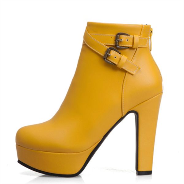 

plus size 48 new fashion women's boots high heels platform ankle boots for women black red yellow white heels shoes ladies
