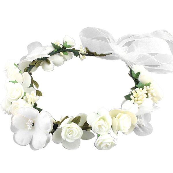 

women ribbon fashion floral wreath hair band styling summer banquet bridal wedding headpiece accessories beach party girls