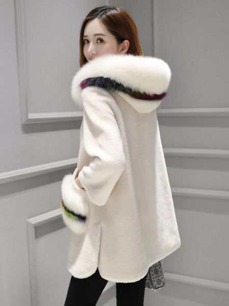 

women's fur & faux 2021 women clothing winter outerwear real coats wool coat one loose particles 1023, Black