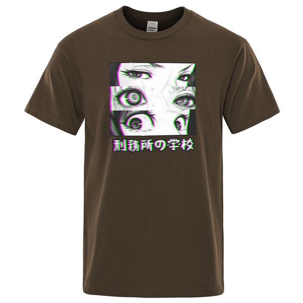 

тюрьма школа t shirt глаз sad японских футболки лоли comic tshirt аним эстетическим kawaii тройники harajuku мужчина одежда хлопок tops