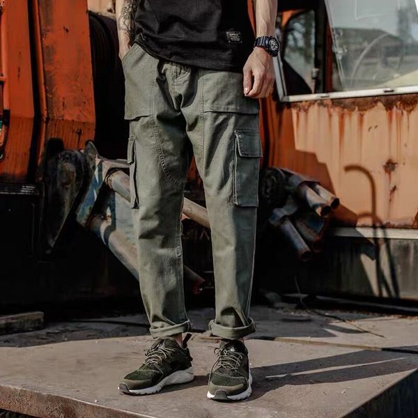 

men's pants cargo straight loose autumn korean version fashion all-match brand casual large size capri-pants, Black