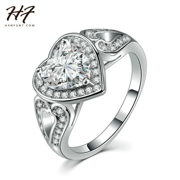 

sliver color princess heart heart shaped cz crystal fashion wedding & engagement ring jewelry for women r561, Golden;silver