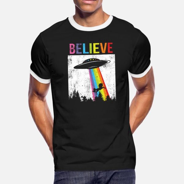

believe alien abducting unicorn t shirt men printed cotton size s-3xl novelty anti-wrinkle basic summer style leisure shirt