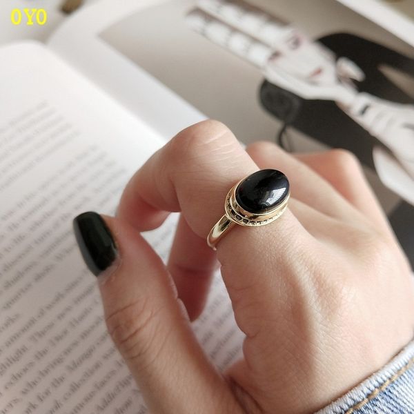 

925 sterling silver ring мода темперамент регулируемый черный агат кольцо бесплатная доставка