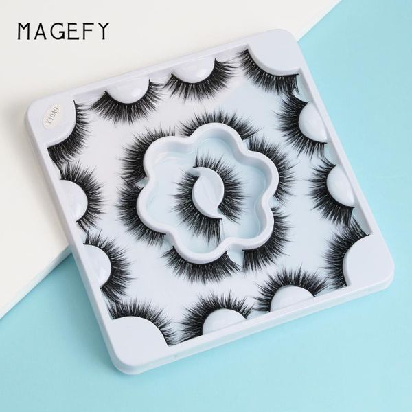 

magefy new 10pairs 5d faux mink eyelashes natural thick long false eyelashes dramatic fake lashes makeup extension