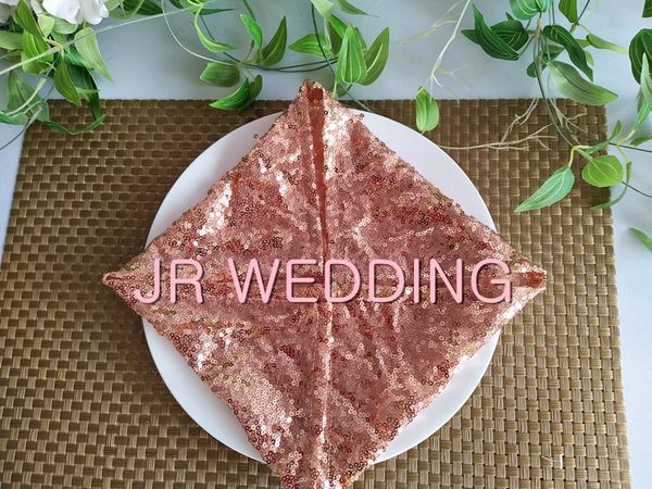

table napkin 100pcs 45cm*45cm square rose gold sequin banquet