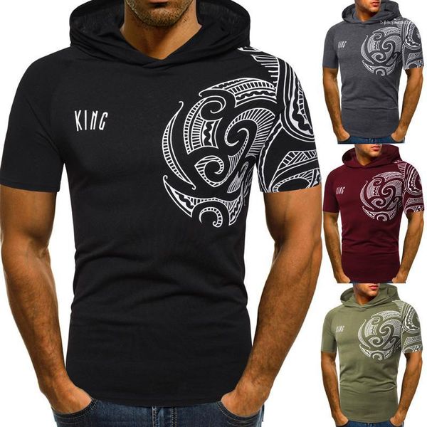 

tshirt casual mens standard short sleeve clothes fashion mens tees summer new designer hooded collar print mens, White;black