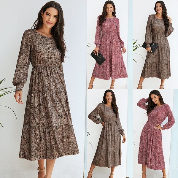 

2020 european and american womens skirt selling bubble sleeve polka dot one piece dress, Black;gray