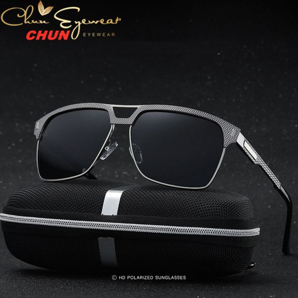 

sunglasses brand fashion men polarized square metal frame male sun glasses driving fishing eyewear zonnebril heren bm39 + case, White;black