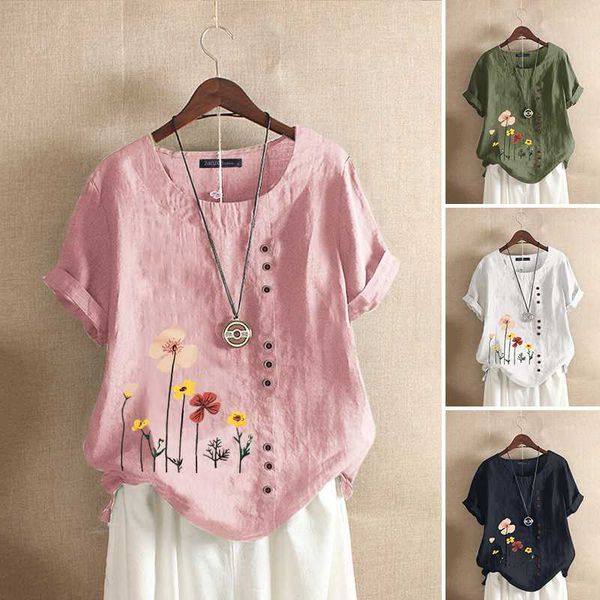 

fashion printed women's summer blouse 2020 zanzea casual short sleeve shirts female o neck blusas plus size tunic chemise, White