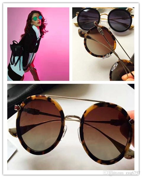 

new fashion chrome sunglasses brand designer round plate retro double beam glasses fine silver accessories anti-uv lens with original box, White;black