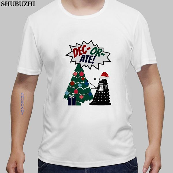 

dec-or-ate dalek christmas printed men's t shirt summer short sleeve cotton casual t shirts camisa masculina euro size