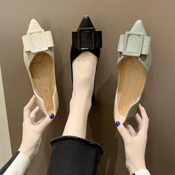 

2020 spring and autumn pointed korean flat shoes women's shoes ladies casual pu leather pointed flat, Black