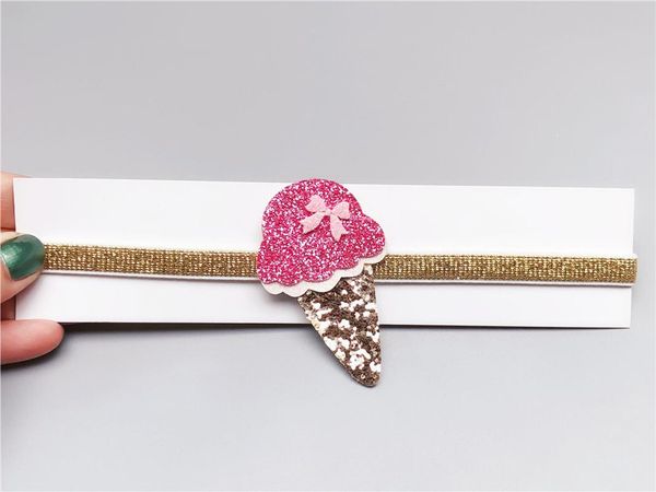 

20pcs ins boutique cute glitter icecream headbands solid doublecone soft hairbands fashion headwear princess hair accessories, Slivery;white