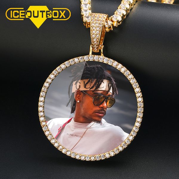 

custom p big size round pendant necklace personality men's hip hop jewelry 4mm tennis chain cubic zircon gold silve gift y200810, Silver