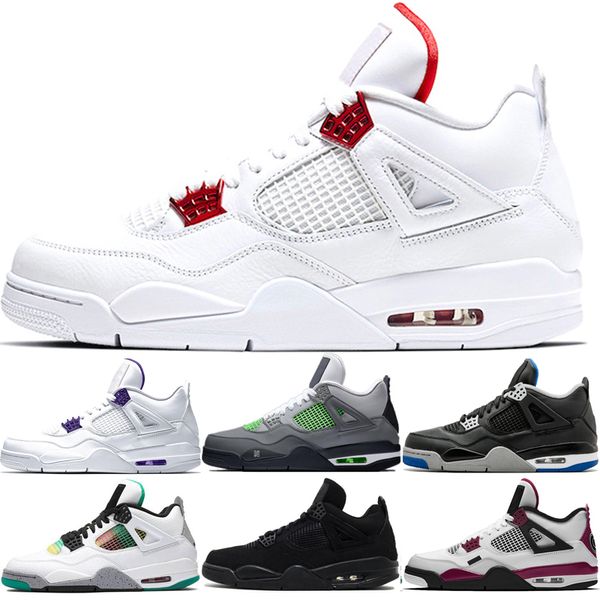 

wholesale 4 4s mens basketball shoes mens red metallic carnival court purple 2019 bred thunder singles day pure money sneakers sports shoes