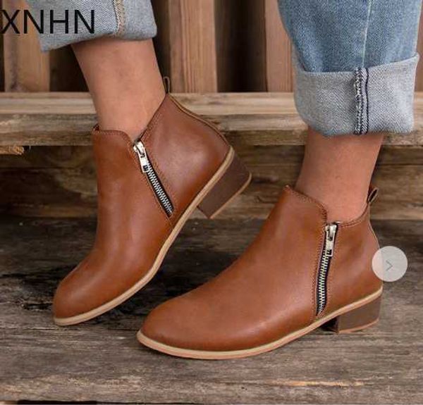 

women slip on ankle boots ladies vintage chunky heels women soft pu woman casual shoe female plus size botas mujer, Black