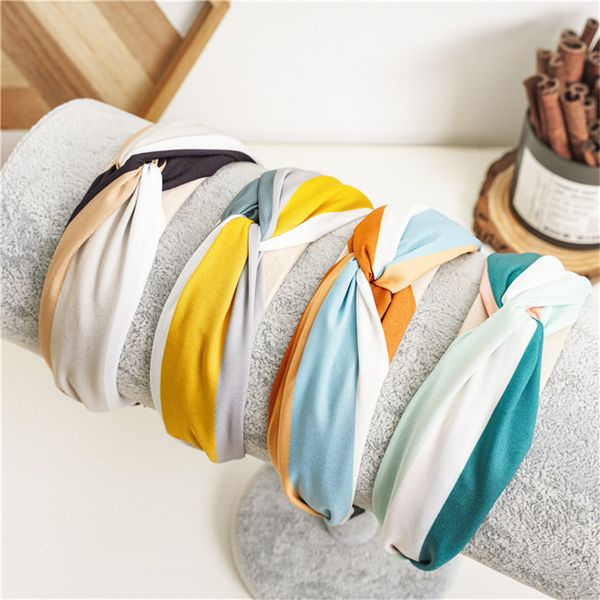 

hair accessories korean style patchwork hairhoop cross knotted turban hairband cloth wide-brimmed bands summer spring