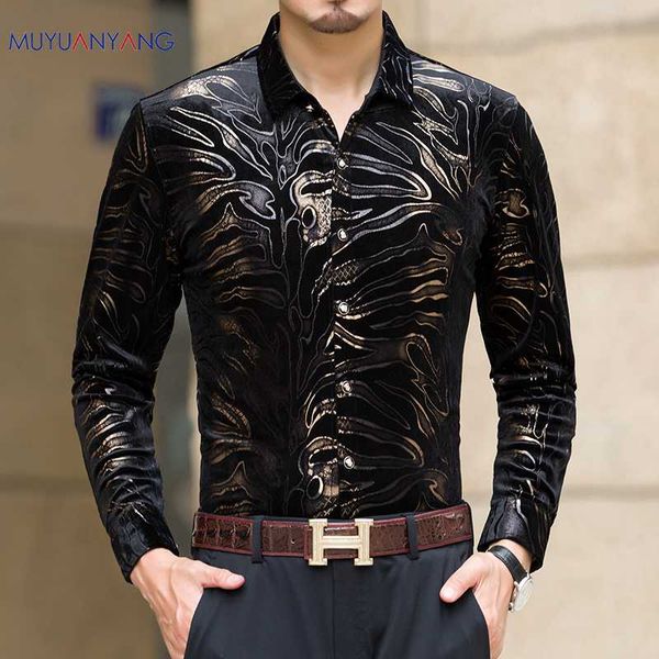 

mu yuan yang new men long sleeved shirts with flannel black shirt slim fit mens clothing 50 % off big size 3xl, White;black