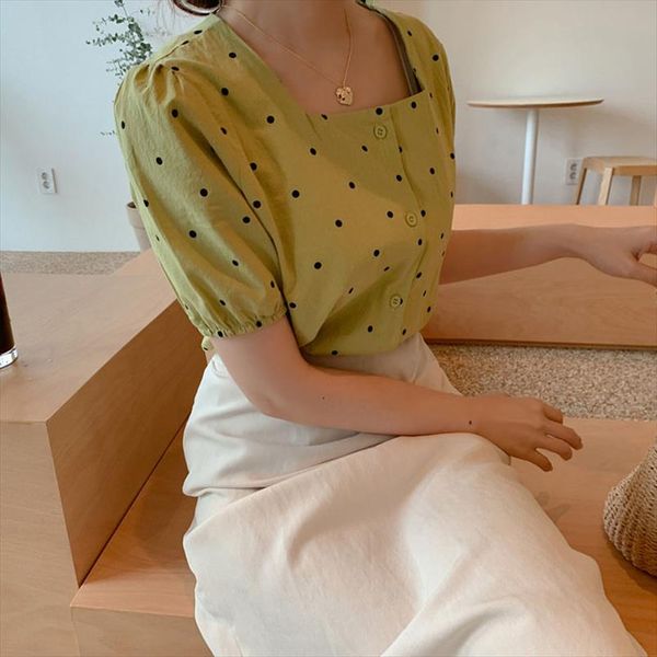 

new fashion two piece set green polka dot minimalist elegant blouse high waist skirts 2 piece set womens clothing, Gray