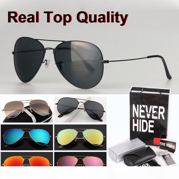 

glass lens brand design pilot sunglasses men women driving glasses goggle with original box, packages, accessories, everything, White;black