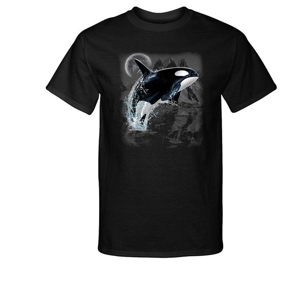 

2019 fashion cotton tee shirt fashion killer whale with moon. marine t-shirt