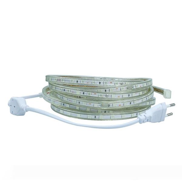 

edison2011 smd 5050 ac 220v led strip flexible light 1m 5m 10m power plug 60leds m waterproof led light cool